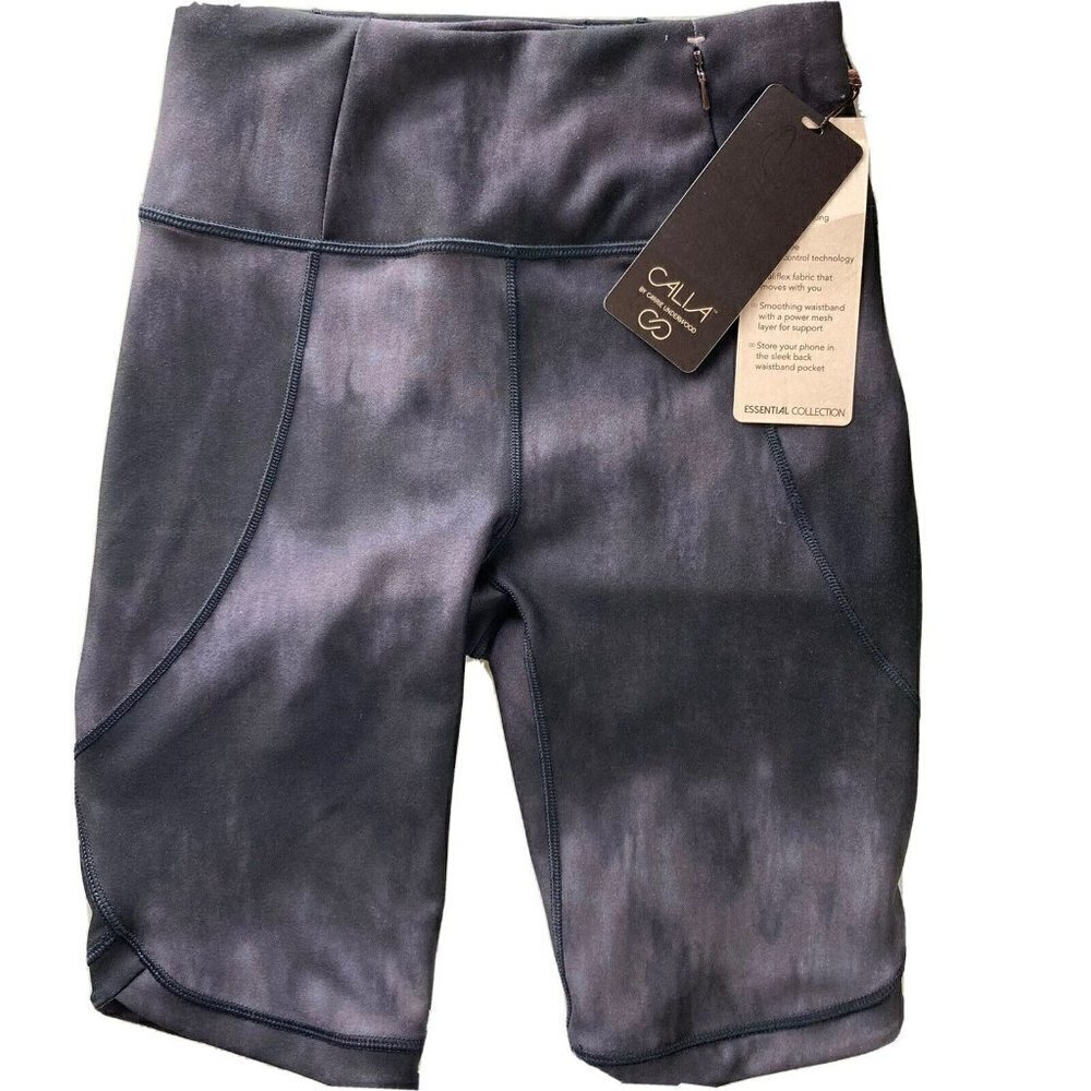 Calia NWT Essential High Rise Ocean Washed Bermuda Bike Shorts Black XS-MSRP $48